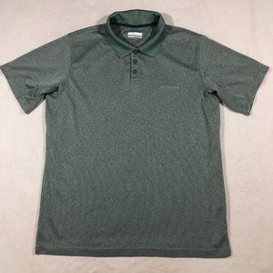 Columbia Shirt Mens Large Polo Shirt Green Speckled Short Sleeve Golf Preppy